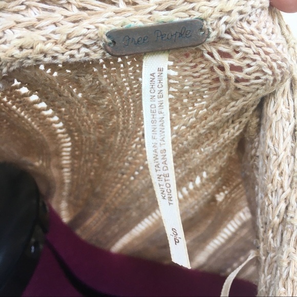 Free People Tan Neutral Cable Knit Cardigan Sweater Size Small - Picture 6 of 12